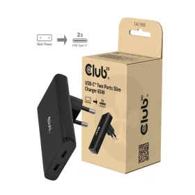   Club 3D Hálózati Adapter - CAC-1935 (65W 2xUSB-C, PD3.1, túltöltés védelem, kicsi méret, fekete)