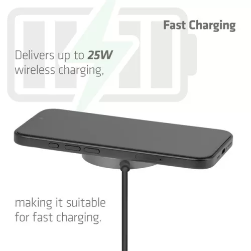 Club 3D Vezeték nélküli töltő - CAC-3027 (Qi2 25W Wireless, 1m, fekete)