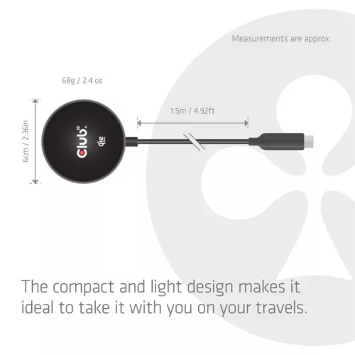 Club 3D Vezeték nélküli töltő - CAC-3027 (Qi2 25W Wireless, 1m, fekete)