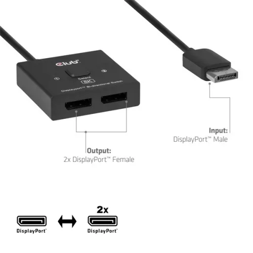 Club 3D Switch - CSV-1009 (DisplayPort 1.4 to 2x DisplayPort, 8K60Hz)
