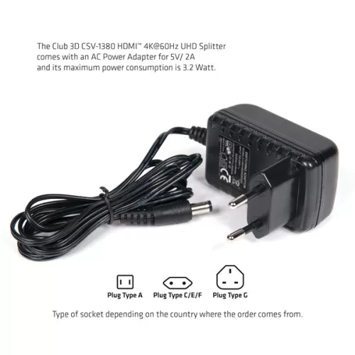 Club 3D Splitter - CSV-1380 (HDMI 2.0, 4K@60Hz UHD, 4 port, 3D támogatás, HDCP 1.4/2.2)