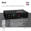 Club 3D Switch - CSV-1381 (3 to 1 HDMI, 8K60Hz/4K120Hz, IR Távirányítóval, HDR, HDCP 2.2/1.4, Metalház)