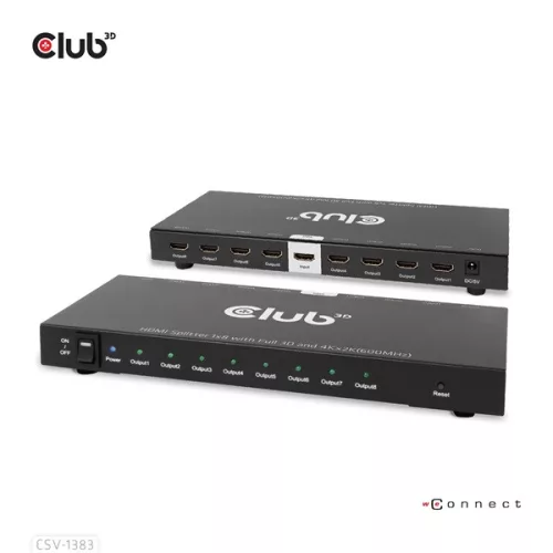 Club 3D Splitter - CSV-1383 (1 to 8 HDMI, 4K60Hz, HDR, Full 3D, 6Gbps, 12-bit Deep Color)