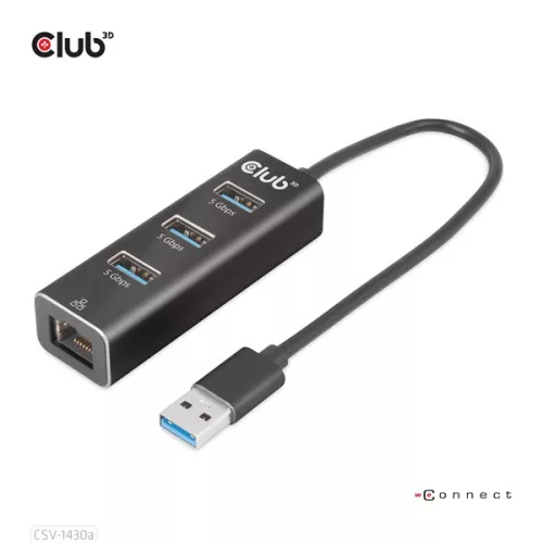 Club 3D USB Hub - CSV-1430A (3.2 USB-A to 3xUSB-A, RJ45)