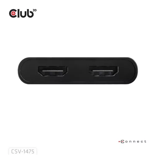 Club 3D Video Splitter - CSV-1475 (4K60HZ, 3.2 USB-C (USB-A Adapterrel) to 2xHDMI, Displaylink)