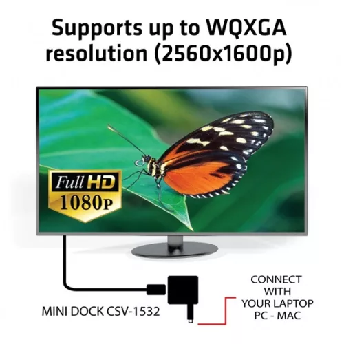 Club 3D Notebook Dokkoló - CSV-1532 (60W, 3.0 USB-C to D-Sub, VGA, 3.0 USB-A, (for Data) 3.0 USB-C)