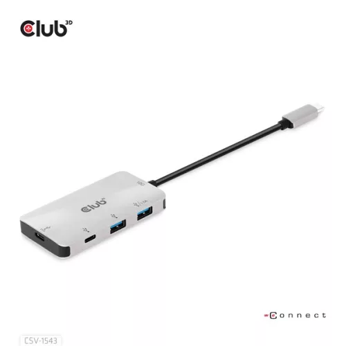 Club 3D USB Hub - CSV-1543 (USB-C Gen 2 to USB-C (data), USB-C (data+charge), USB-A (data), USB-A (data+charge)
