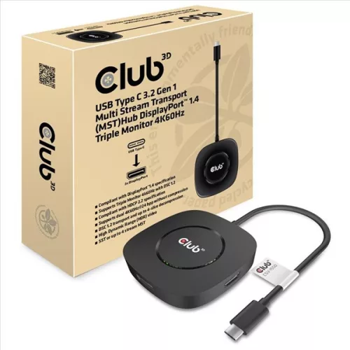 Club 3D MST Hub - CSV-1550 (3.2 USB-C Gen 1 to 3xDisplayport, Alternate Mode, 4K60Hz, HDR)