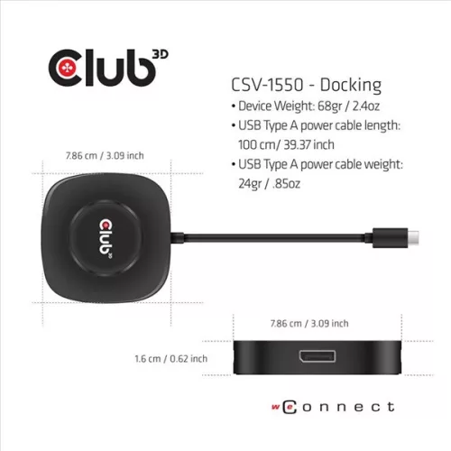 Club 3D MST Hub - CSV-1550 (3.2 USB-C Gen 1 to 3xDisplayport, Alternate Mode, 4K60Hz, HDR)