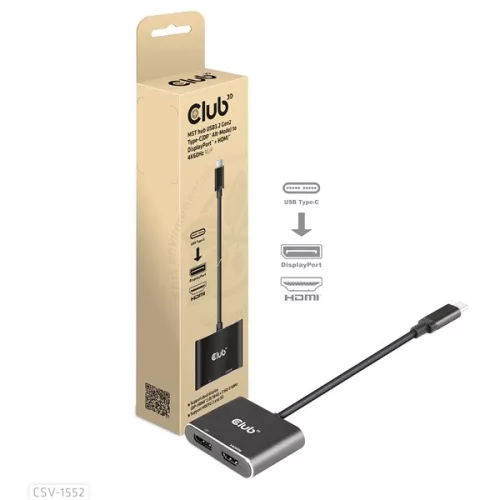 Club 3D USB Hub - CSV-1552 (3.2 USB-C Gen 1 to DisplayPort, HDMI, 4k60Hz)