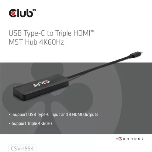 Club 3D USB Hub - CSV-1554 (3.2 USB-C to 3xHDMI, 4k60Hz)