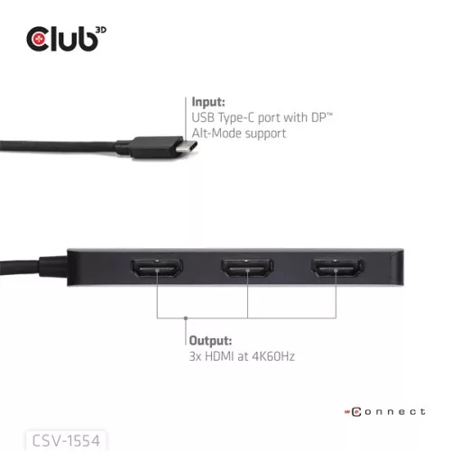 Club 3D USB Hub - CSV-1554 (3.2 USB-C to 3xHDMI, 4k60Hz)