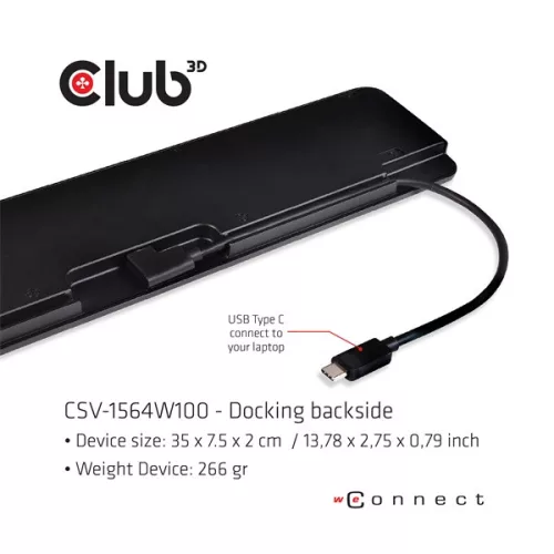 Club 3D Notebook Dokkoló - CSV-1564W100 (100W, 3.2 USB-C to 3xUSB-A 3.2, 5x USB-A,HDMI, PD, VGA, RJ45, SD, Micro SD, 3,5