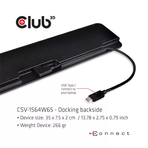 Club 3D Notebook Dokkoló - CSV-1564W65 (65W, 3.2 USB-C to 2xUSB-C, 5x USB-A,HDMI, PD, VGA, RJ45, SD, Micro SD, 3,5 Jack)