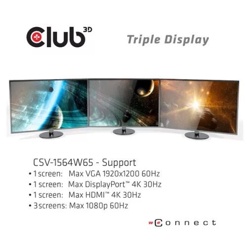 Club 3D Notebook Dokkoló - CSV-1564W65 (65W, 3.2 USB-C to 2xUSB-C, 5x USB-A,HDMI, PD, VGA, RJ45, SD, Micro SD, 3,5 Jack)