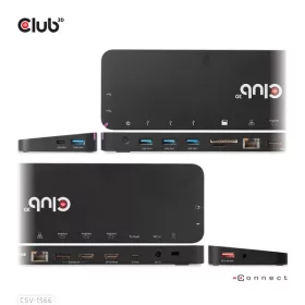   Club 3D Notebook Dokkoló - CSV-1566 (120W, USB-C to 5x USB-A Gen 1, USB-C  Gen 1, 2xHDMI, DP, RJ45, SD.TF. 3,5 Jack, DC)