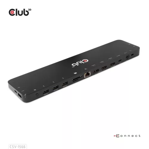 Club 3D Notebook Dokkoló - CSV-1566 (120W, USB-C to 5x USB-A Gen 1, USB-C  Gen 1, 2xHDMI, DP, RJ45, SD.TF. 3,5 Jack, DC)