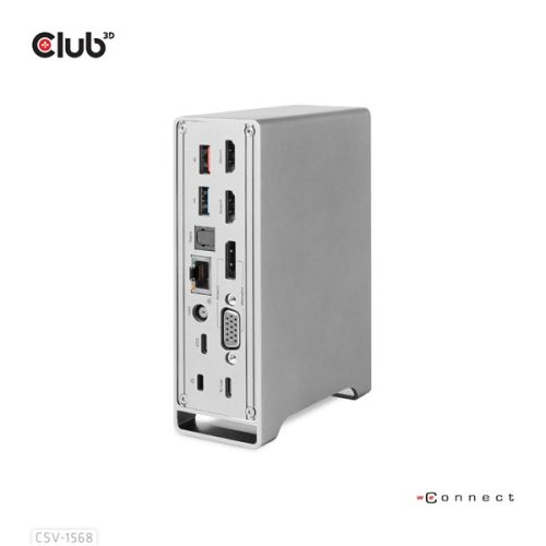 Club 3D Notebook Dokkoló - CSV-1568 (120W, Gen 2 USB-C to 4x USB-A, USB-C Gen 2, 2xHDMI, DP, VGA, RJ45, DC)