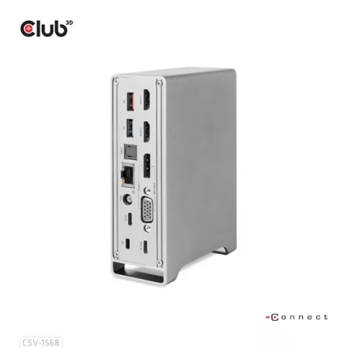 Club 3D Notebook Dokkoló - CSV-1568 (120W, Gen 2 USB-C to 4x USB-A, USB-C Gen 2, 2xHDMI, DP, VGA, RJ45, DC)