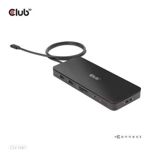 Club 3D Notebook Dokkoló - CSV-1581 (140W, Thunderbolt 4 to 3xThunderbolt 4, 3xUSB-A, SD, TF, RJ45, 3,5 Jack, DC)