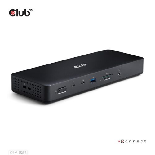 Club 3D Notebook Dokkoló - CSV-1583 (140W, 2xThunderbolt 4, 3xDP, 2xHDMI, USB-C, 3xUSB-A, SD, TF, RJ45, 3,5 Jack, DC)