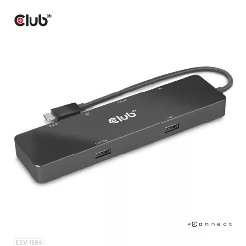 Club 3D USB Hub - CSV-1584 (3.2 USB-C Gen 2 to USB-C, 2xUSB-A, USB-C 100W PD, HDMI, RJ45, 8K60hz)