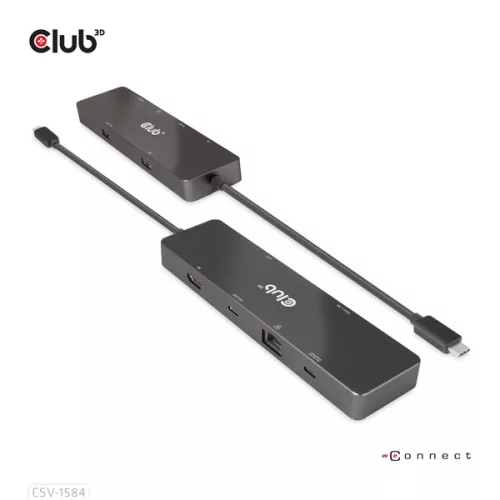 Club 3D USB Hub - CSV-1584 (3.2 USB-C Gen 2 to USB-C, 2xUSB-A, USB-C 100W PD, HDMI, RJ45, 8K60hz)