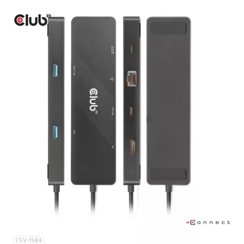 Club 3D USB Hub - CSV-1584 (3.2 USB-C Gen 2 to USB-C, 2xUSB-A, USB-C 100W PD, HDMI, RJ45, 8K60hz)