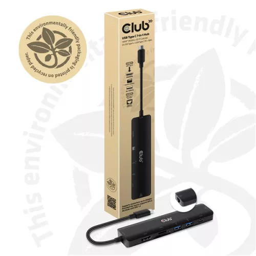 Club 3D USB Hub - CSV-1592 (3.1 USB-C Gen 1 to HDMI, 2xUSB-A BC1.2 charge, USB-C PD charge, SD, Micro SD, RJ45, 4K60Hz)