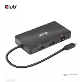   Club 3D USB Hub - CSV-1598 (USB-C Gen 2 to 2xDisplayPort, 2xUSB-A Gen 2, 2xUSB-C Gen 2, RJ45, 4k60Hz)