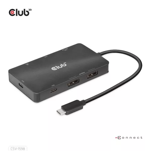 Club 3D USB Hub - CSV-1598 (USB-C Gen 2 to 2xDisplayPort, 2xUSB-A Gen 2, 2xUSB-C Gen 2, RJ45, 4k60Hz)