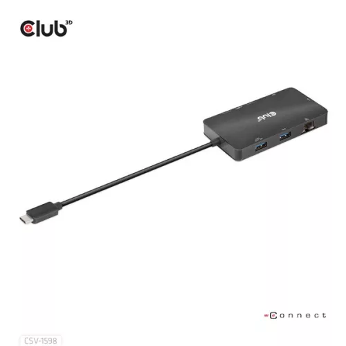 Club 3D USB Hub - CSV-1598 (USB-C Gen 2 to 2xDisplayPort, 2xUSB-A Gen 2, 2xUSB-C Gen 2, RJ45, 4k60Hz)