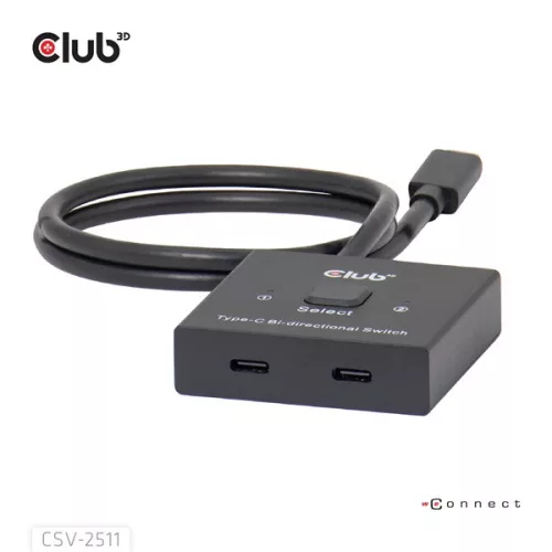 Club 3D USB Hub - CSV-2511 (USB-C to 2xUSB-C, Bidirectional, 100W PD, 8K60Hz/4K120Hz)
