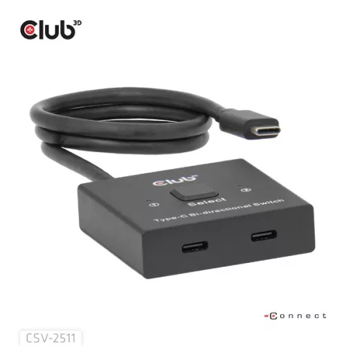 Club 3D USB Hub - CSV-2511 (USB-C to 2xUSB-C, Bidirectional, 100W PD, 8K60Hz/4K120Hz)