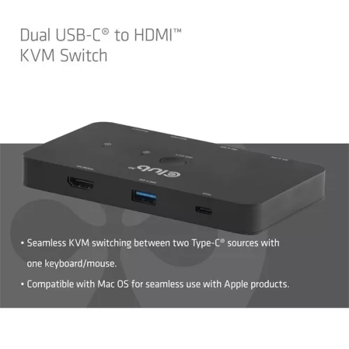 Club 3D KVM Switch - CSV-2512 (USB-C to 4xHDMI 4K60Hz, Alternate Mode, 5 Gbps, 100W)