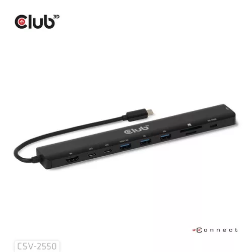 Club 3D USB Hub - CSV-2550 (USB-C to 3xUSB-C, 3xUSB-A, RJ45, SD/MicroSD, 140W PD, HDMI, 8K30hz)