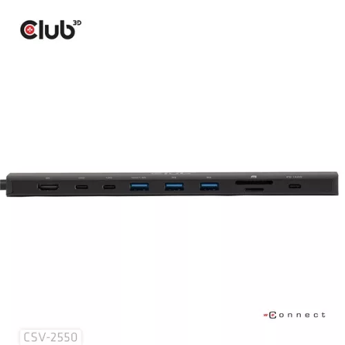 Club 3D USB Hub - CSV-2550 (USB-C to 3xUSB-C, 3xUSB-A, RJ45, SD/MicroSD, 140W PD, HDMI, 8K30hz)