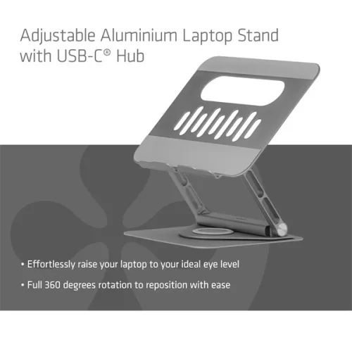 Club 3D Notebook Állvány - CSV-2554 (100W,4K60Hz HDMI, 3x USB-C, RJ-45, 2x USB-A)