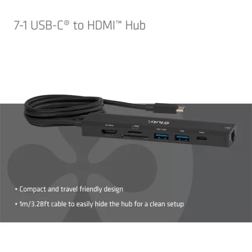 Club 3D Notebook Dokkoló - CSV-2555 (140W, USB-C to 4K60Hz HDMI, USB-C, RJ-45, 2x USB-A, MicroSD, SD)