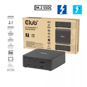   Club 3D Notebook Dokkoló - CSV-2562 (180W,Thunderbolt 5 to 2xHDMI, 2xUSB-C, 10Gbps, 2x USB-A 5Gbps, USB-A 10Gbps, M2)