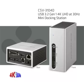   Club 3D Notebook Dokkoló - CSV-3104D (4K UHD, 3.0 USB-A to HDMI, DVI-I, 4xUSB-A, RJ45, 3.5 Jack Audio + Mic)