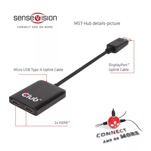 Club 3D MST Hub - CSV-6200H (DisplayPort 1.2 to HDMI 1.4, 4K30Hz)
