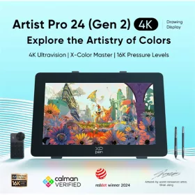   XP-PEN Grafikus kijelző - Artist 24 Pro (Gen 2) 4K (23,8", IPS, 16:9, 3840x2160, 5080 LPI, PS 16k, 220 RPS, ACK05)