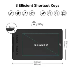   XP-PEN Grafikus tábla - Deco 01V3 (10"x6,25", 5080 LPI, PS 16k, 200 RPS, 8 gomb, USB)