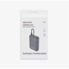   Hikvision HIKSEMI Akkubank - 10000mAh S100 PowerBank (2db Type-C, Beépített kábel, Output 20W max.) Szürke