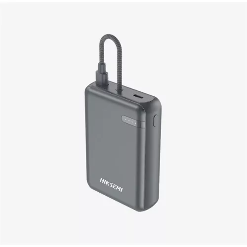 Hikvision HIKSEMI Akkubank - 10000mAh S100 PowerBank (2db Type-C, Beépített kábel, Output 20W max.) Szürke