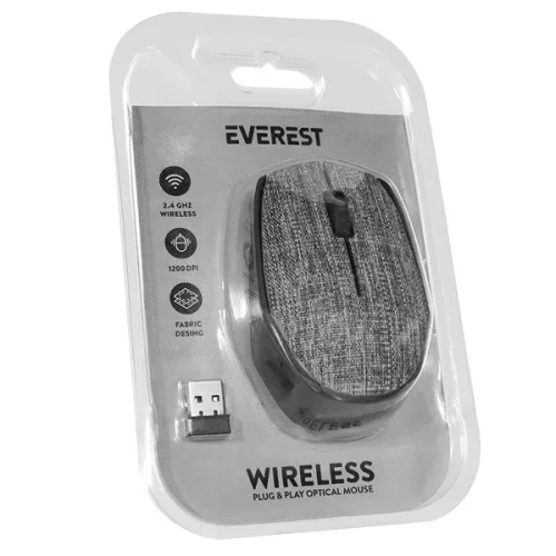 Everest Vezeték nélküli Egér - KM-218 Grey (1200 DPI, 2gomb, optikai, szürke)