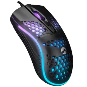   Everest Gamer Egér - SM-654 ECO (1600 DPI, 4gomb, 1,2m harisnyázott kábel,optikai, fekete, RGB LED)