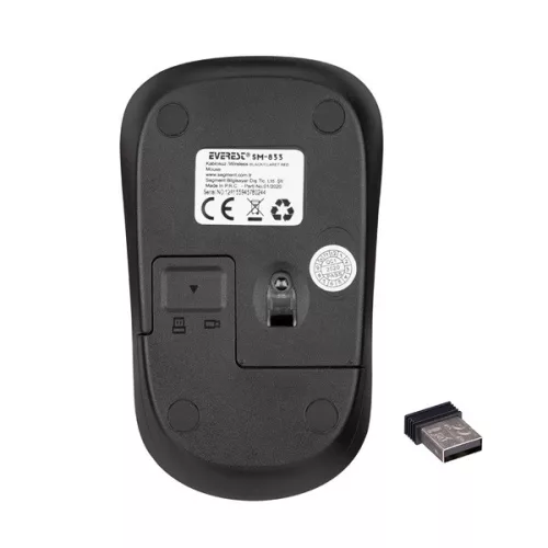 Everest Vezeték nélküli Egér - SM-833 Red (1200 DPI, 3gomb, optikai, fekete-piros)