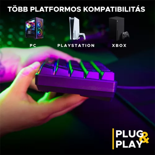 The G-Lab Gaming kit - 2 in 1 COMBO HYDROGEN B/HU (TKL billentyűzet, egér, 6200 DPI, RGB, USB-A, fekete, magyar)